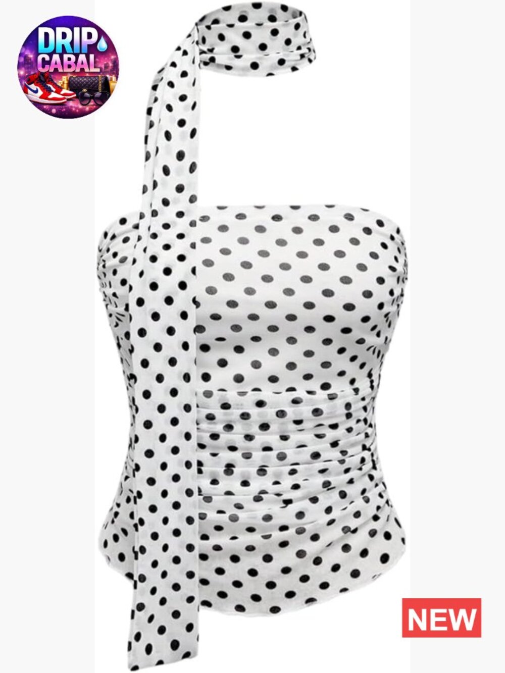 Polka Dot Mesh Tube Top Y2k Strapless Halter Crop Top Going Out